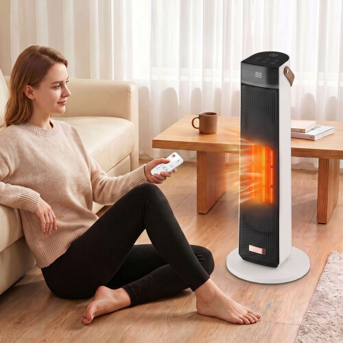 Homcom HOMCOM Portable Space Heater with Realistic Flame Effect, 2000W Ceramic 1