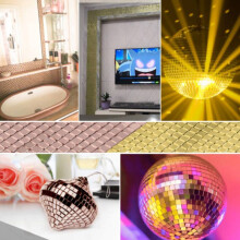 (Silver)4x100cm Stylish Glass Mosaic Mirror Tiles Self Stick Wall Decor For Residential And Use Commercial