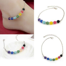 Fashion Beach Stone Boho Ankle Barefoots Bead Foot Amethyst Chain Bracelet