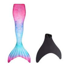 (Pink Sky Blue,Child S)Maiô de menina adulto cauda de sereia com pinças para os pés para brincar na água desempenho e