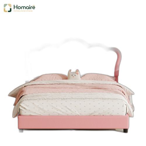 HOMAIRE 4ft6 Pink White PU Upholstered Bed Frame