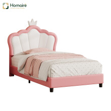 HOMAIRE 3ft PU Upholstered Platform Bed Pink White