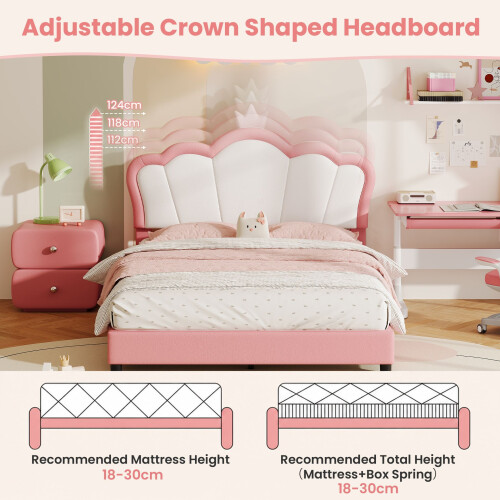 HOMAIRE 4ft6 Pink White PU Upholstered Bed Frame 1
