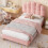 HOMAIRE 3ft Pink Boucle Bed Frame with Headboard 4
