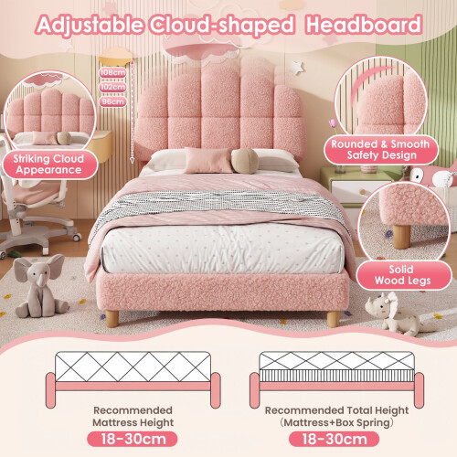 HOMAIRE 3ft Pink Boucle Bed Frame with Headboard 1