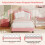 HOMAIRE 3ft PU Upholstered Platform Bed Pink White 2