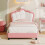 HOMAIRE 3ft PU Upholstered Platform Bed Pink White 3