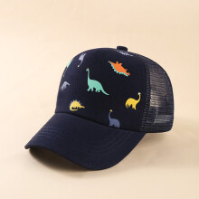 (Dark Blue,M)Spring Summer Dinosaur Childrens Baseball Cap With Uv Sunshade And Wide Brim