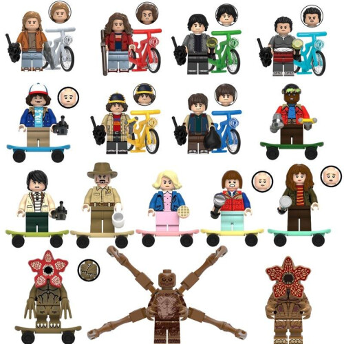 (16pcsA) Stranger Things Inspired Building Blocks Set, 16 Mini Figures Micro Bricks Toy Gift, G0186