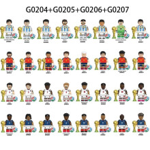 (G0207 8pcs) G0204-G0207 Soccer Player Building Block Minifigures Sports Series with Trophy Collectible Model Set