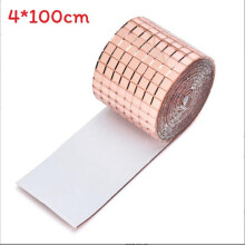(Rose Gold)Piastrelle specchio mosaico vetro elegante 4x100 cm autoadesive decorazione parete per uso residenziale e commerciale