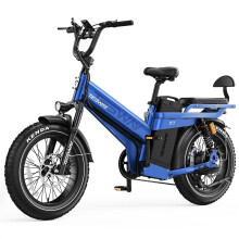 (Blue) Electric Bike 52V 60AH 1000W(Peak 2000W) Motor Recommended Top Speed 25KM/H 20inch Tire 320KM Max Mileage 160KG Max Load Electric Bicycle