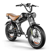 (Brown) Electric Bike 48V 20AH Battery 1000W Motor Recommended Top Speed 25KM/H 20inch Tires 80-125KM Max Mileage 180KG Max Load Electric Bicycle