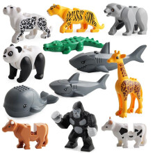 12-Piece Wild Safari Animal Building Blocks Crocodile Micro Bricks STEM Educational DIY Toy for Kids Early Learning Gift