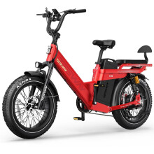 (Red) 48V 60AH Electric Bike, 1000W (Peak 2000W) Motor, 20 Inch Tires, Top Speed 25KM/H, 273-320KM Ultra Long Range