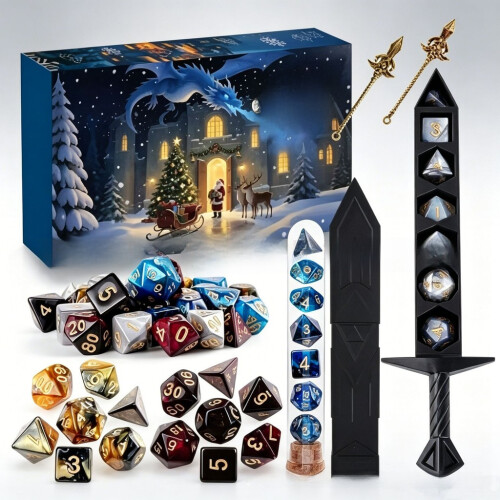 (Style E )Dungeons And Dragons Advent Calendar Blind Box Countdown With Random Polyhedral Dice For Fans And Enthusiasts 1