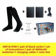 (Black Set)Heated Socks With Charge Heating For Cold Weather Outdoor Activities Home Use