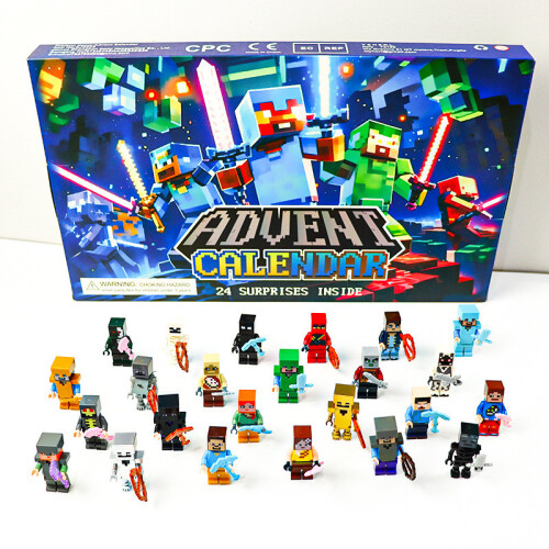 (Bow Arrow)Minecraft Countdown Giocattolo Confezione 24 Blocchi Plastica Per Bambini Gioco Vacanze