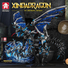 (Fire Dragon) 68257-8 Ice Fire Dragon Mecha Dinosaur Building Blocks Set - Advanced Educational Assembly Model Toy for Kids