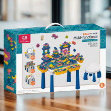 (300pcs) Multifunctional Art Easel Building Block Table Set Kids Educational Toy Gift Box for 3-6 Years