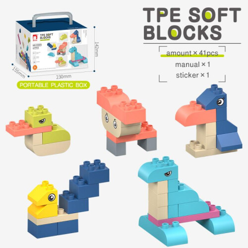 (B2 Variable Traffic 77pcs) Large Soft Building Blocks Gift Box for 0-3 Years Toddler Early Learning Toy Set 1