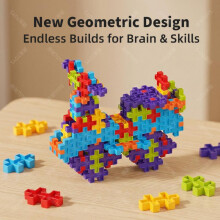 (230pcs) Dual Cross Interlocking Building Blocks 6-Color Mixed Set Preschool Educational STEM Toy Gift for Kids Ages 3-6