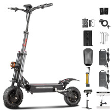 Electric Scooter with Seat, 60V 40Ah, 3000W Dual Motors, 11 Inch Off-Road Tires, 25KM/H Top Speed, 120KM Range, 150KG Max Load, Foldable E-Scooter