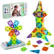 (Fx1035 magnetic sheet 50pcs, 3.75cm) Magnetic Tiles for Kids Mini Diamond Reflective Window Building Blocks STEM Educational DIY Construction Toy Set