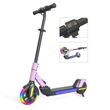 (Pink) Kids Electric Scooter with LED Lights, 21.6V 2.6AH, 150W Motor, 6 Inch Solid Tires, 10KM/H Top Speed, 8-10KM Range, 70KG Max Load
