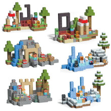 (B198-006 elf hotel) 2CM Ice Snow Castle Building Blocks Set Cave Village Travel Architecture Bricks Toy Educational DIY Model for Kids