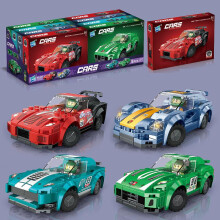 Kids Small Particle Building Blocks Racing Car Model Kit Educational Toy Creative Gift 4pcs