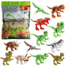 Dinosaur Building Blocks Jurassic Small Particle Assembly Toy 12-Pack Bagged Compatible Dinosaur Model Set
