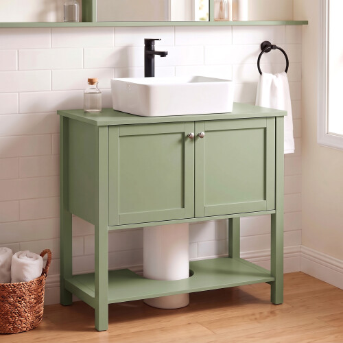Homcom HOMCOM Under Sink Bathroom Cabinet with 2 Doors, Open Shelf, Green