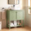 Homcom HOMCOM Under Sink Bathroom Cabinet with 2 Doors, Open Shelf, Green 7