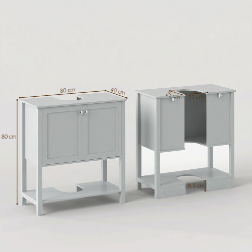 Homcom HOMCOM Under Sink Bathroom Cabinet with 2 Doors, Open Shelf, Light Blue 2