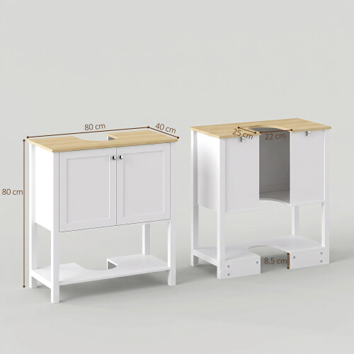 Homcom HOMCOM Under Sink Bathroom Cabinet with 2 Doors, Open Shelf, White 2