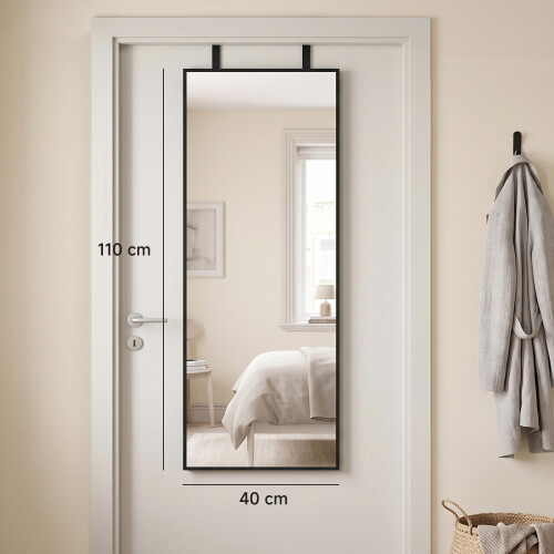 Homcom HOMCOM 40 x 110 cm Full Length Wall Mirror with Adjustable Hooks, Black 2