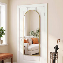 HOMCOM 40 x 110 cm Full Length Hanging Mirror, Arched Mirror, Gold Tone