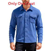 (Blue,S)Mens Autumn Fleece Military Workwear With Long Sleeve Side Pockets Outdoors For