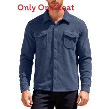 (Dark Blue,S)Mens Autumn Fleece Military Workwear With Long Sleeve Side Pockets Outdoors For