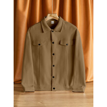 (Brown,S)Modern Mens Hooded Urban Jacket With P Polyester Fabric And Round Design Hem