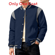 (Dark Blue,2XL)American West Coast Mens Stylish Padded Jacket With Spliced Design Street Style