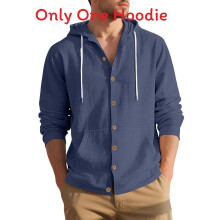 (Blue,M)Mens Fashion Casual Shirt With Long Sleeves And Linen Urban Spring Autumn Wear