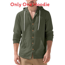 (Green,3XL)Mens Fashion Casual Shirt With Long Sleeves And Linen Urban Spring Autumn Wear