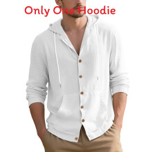 (White,S)Mens Fashion Casual Shirt With Long Sleeves And Linen Urban Spring Autumn Wear