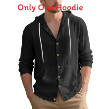 (Black,2XL)Mens Fashion Casual Shirt With Long Sleeves And Linen Urban Spring Autumn Wear