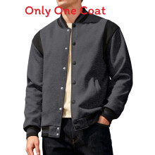 (Dark Grey,S)American West Coast Mens Stylish Padded Jacket With Spliced Design Street Style