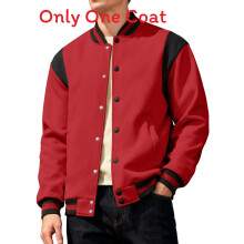 (Red,S)American West Coast Mens Stylish Padded Jacket With Spliced Design Street Style