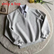 (Gray,2XL)Youthfriendly Long Sleeve Polo Collar Sweatshirt With Solid Color Design Men For