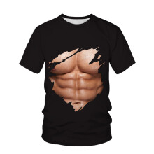 (Slx867,5XL)Spoof Muscle Man 3d Digital Print T Shirt With Moisture Wicking Features For Athleisure Teen